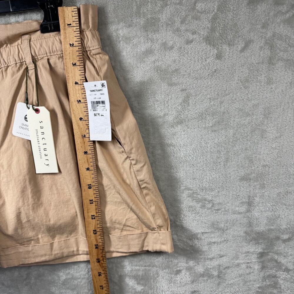 Sanctuary Womens Short 30 Tan Elastic Waist Poplin Cuffed Casual Pockets Stretch - Picture 7 of 11
